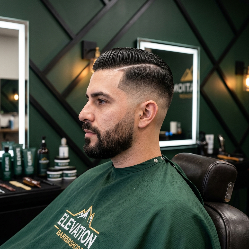 Slick back cut in Elevation green cape